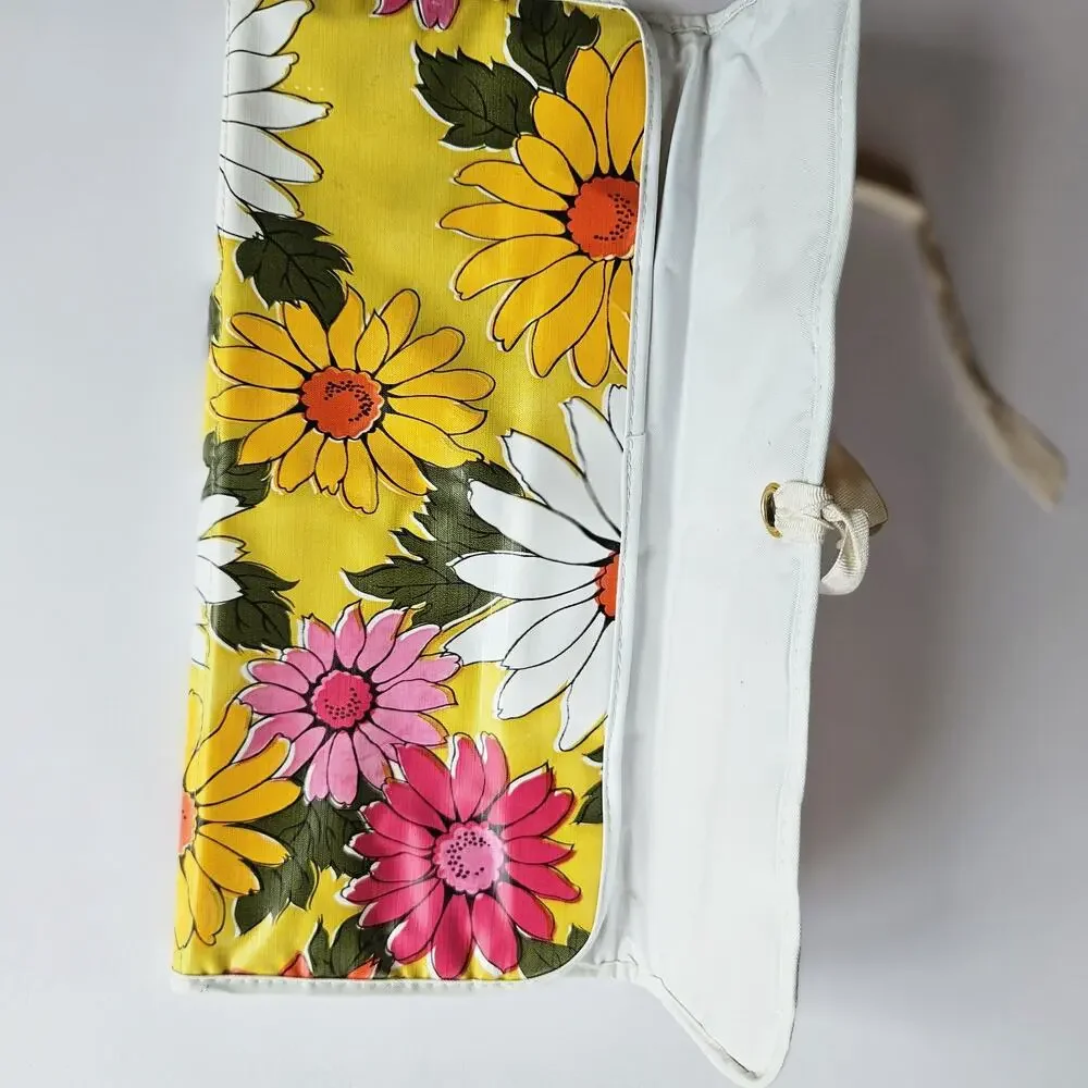 VTG Travel Lingerie Storage Bag Hosiery Pouch Nylon Mod Flowers Mid Century